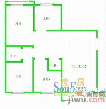 钟秀园2室1厅1卫户型图