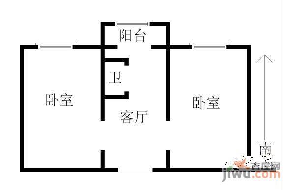 金星小区2室1厅1卫56㎡户型图