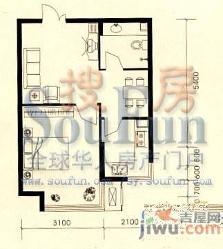 万泉枫景2室1厅1卫69.2㎡户型图