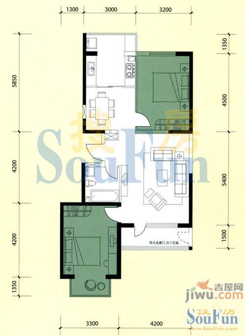 文华园3室2厅1卫113.3㎡户型图