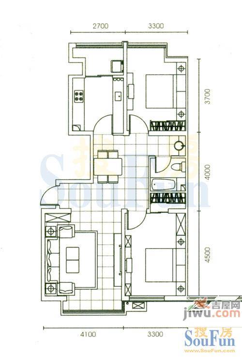 文华园3室2厅1卫113.3㎡户型图