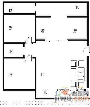 卉盛家园2室2厅1卫120㎡户型图