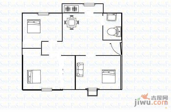 亚明铁路小区3室1厅1卫65㎡户型图