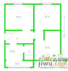 亚明铁路小区3室1厅1卫65㎡户型图