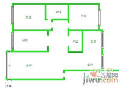 利生丽园2室1厅1卫71㎡户型图