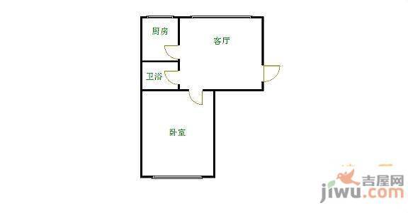 观泉苑2室1厅1卫60㎡户型图