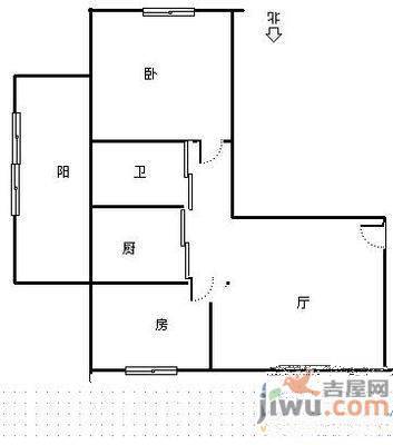 观泉苑2室1厅1卫60㎡户型图