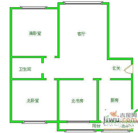 武功山小区1室1厅1卫55㎡户型图