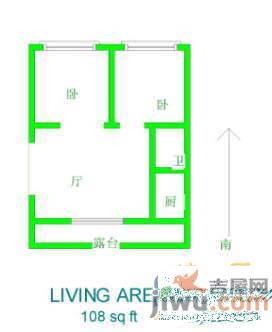 武功山小区1室1厅1卫55㎡户型图