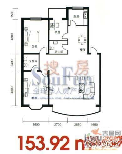 御林家园3室2厅1卫135.5㎡户型图