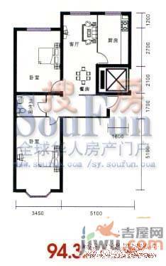 御林家园3室2厅1卫135.5㎡户型图