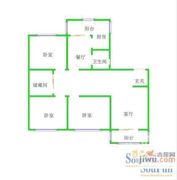 南三八里小区3室2厅1卫户型图