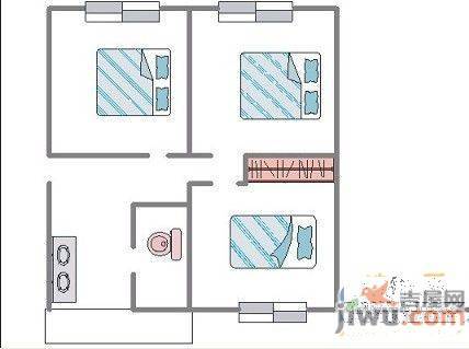 北运河小区1室1厅1卫42㎡户型图