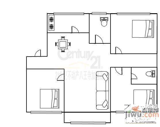 金融花园3室2厅2卫157㎡户型图