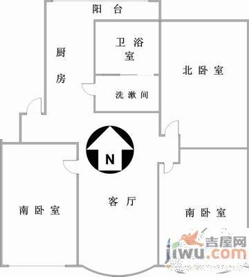 百鸟西苑3室1厅1卫124㎡户型图