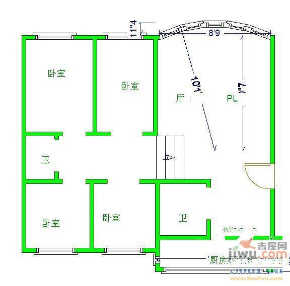 陵东小区2室1厅1卫82㎡户型图