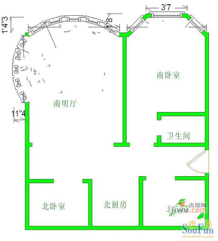 军区社区3室2厅2卫168㎡户型图