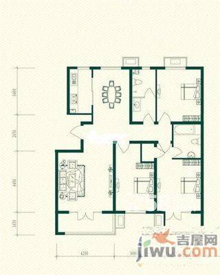 军区社区3室2厅2卫168㎡户型图