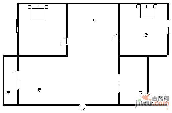 老瓜堡2室1厅1卫60㎡户型图