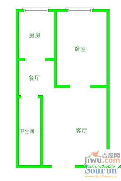 橙色时光2室2厅1卫112㎡户型图