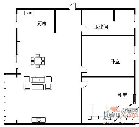 百花小区2室1厅1卫73㎡户型图