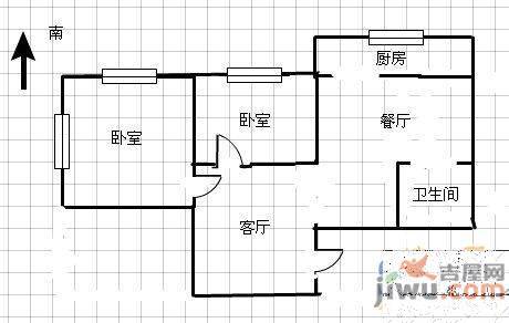 百花小区2室1厅1卫73㎡户型图