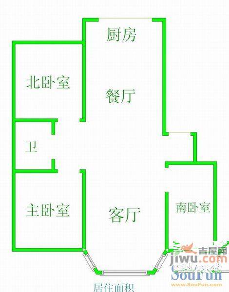 百花小区2室1厅1卫73㎡户型图