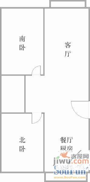 锦水人家2室1厅1卫76㎡户型图