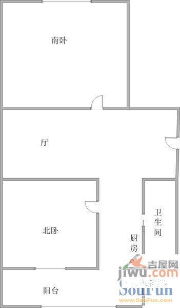 锦水人家2室1厅1卫76㎡户型图