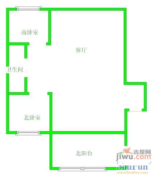 锦水人家2室1厅1卫76㎡户型图