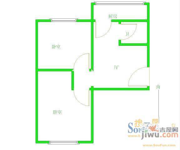 西舍宅1室1厅1卫户型图