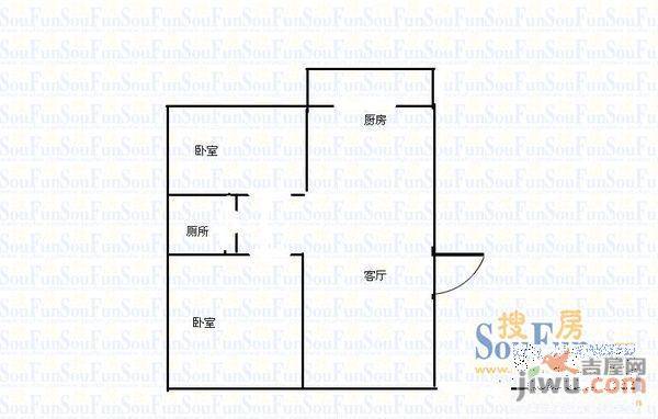 西舍宅1室1厅1卫户型图