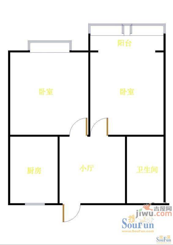 锦绣花园2室1厅1卫户型图