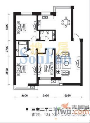 开建康都1室1厅0卫46.6㎡户型图