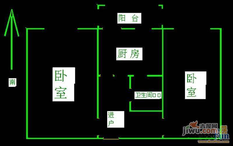 柳湖绿园2室2厅1卫80.7㎡户型图