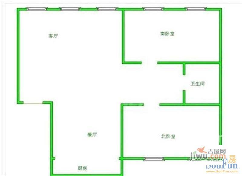 柳湖绿园2室2厅1卫80.7㎡户型图