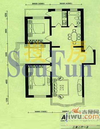 柳湖绿园2室2厅1卫80.7㎡户型图