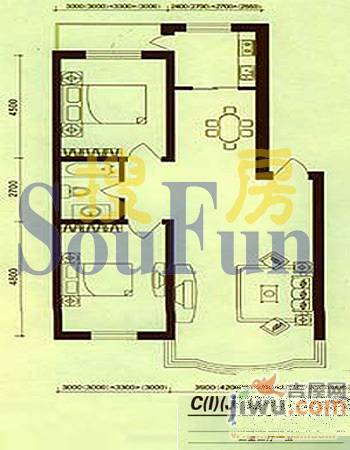 柳湖绿园2室2厅1卫80.7㎡户型图