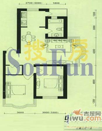 柳湖绿园2室2厅1卫80.7㎡户型图