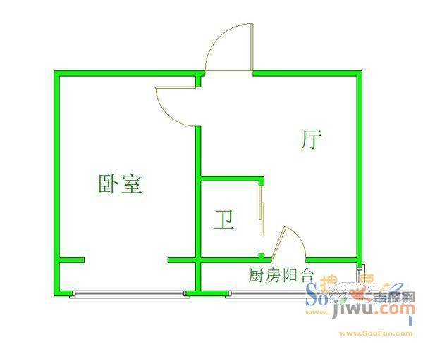 北舍宅1室1厅1卫户型图