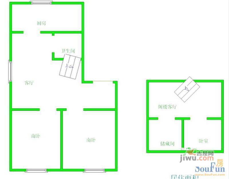 富山花园3室2厅1卫129.1㎡户型图