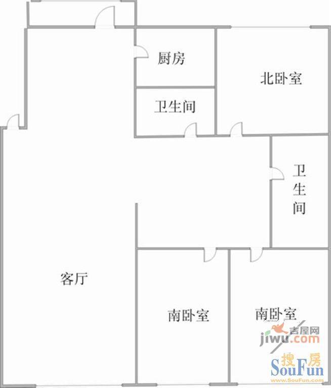 基业步云阁2室2厅1卫95㎡户型图