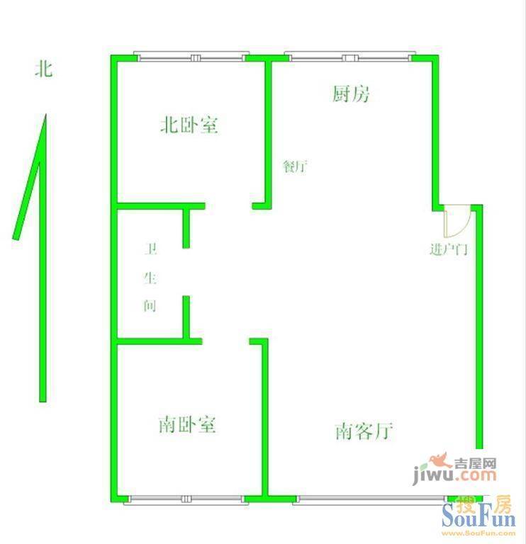 基业步云阁2室2厅1卫95㎡户型图