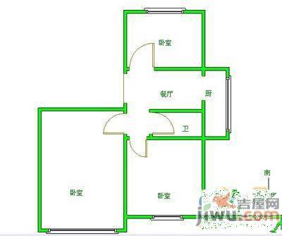 东舍宅2室1厅1卫53㎡户型图