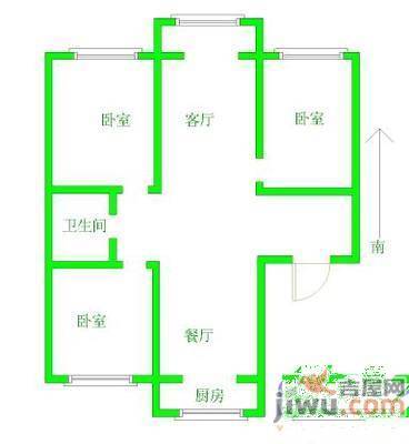 东舍宅2室1厅1卫53㎡户型图