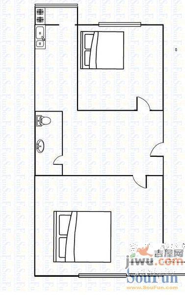 东舍宅2室1厅1卫53㎡户型图