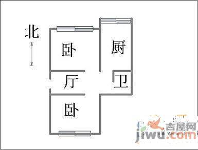 东舍宅2室1厅1卫53㎡户型图