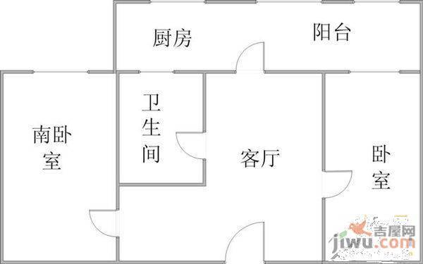 东舍宅2室1厅1卫53㎡户型图