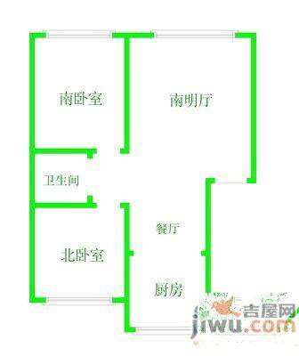 靓馨园2室1厅1卫87㎡户型图