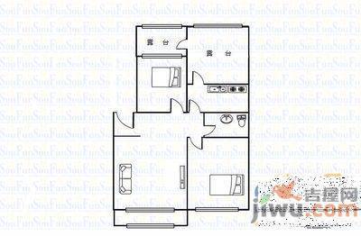 靓馨园2室1厅1卫87㎡户型图